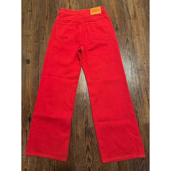 Luxe Princess Polly Size 2 Solid Red Relaxed Denim Jeans 100%Cotton MINT Bold - Picture 7 of 8
